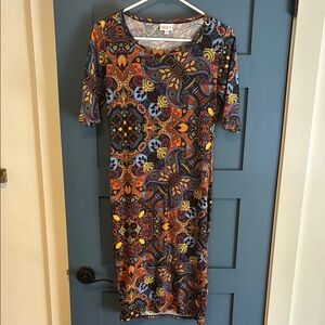 LuLaRoe Vibrant Multicolor Paisley Midi Dress